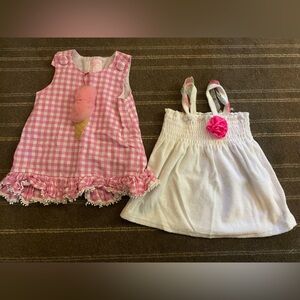 Pink Gingham Dress & White Sundress Set